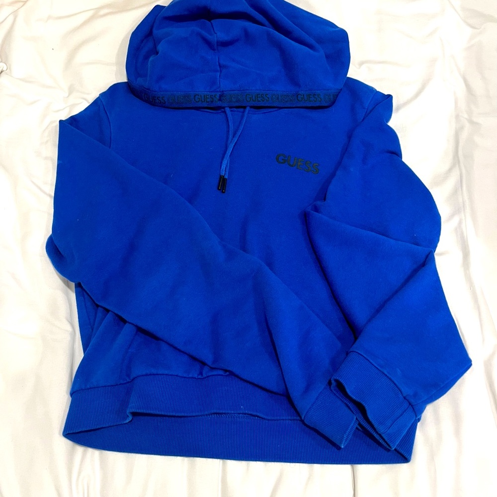 Royal Blue cropped GUESS hoodie